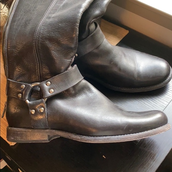 Frye tall back zip harness riding boots- black - Picture 1 of 4